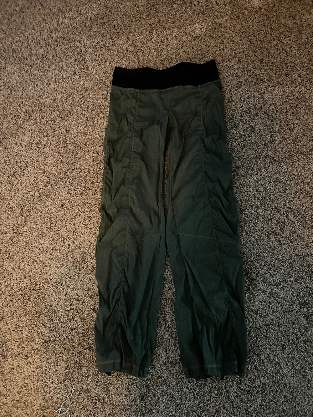 Lucy Dark Olive Green Track Pants with Black Waistband